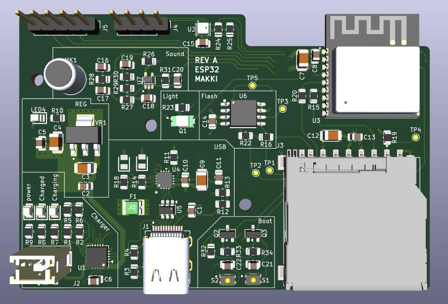 ESP32-C3 IoT development board, 3D render